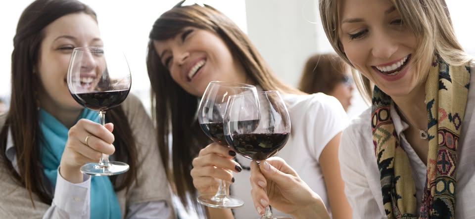Friends enjoying wine together in New York City